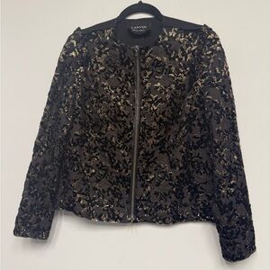 Lanvin Vintage -Women's Black and Gold Embellished Blazer/Jacket